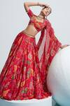 Mahima Mahajan_Red Satin Organza Embroidered Floral Motifs Tara Print Bridal Lehenga Set _Online_at_Aza_Fashions