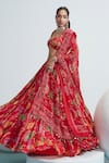 Shop_Mahima Mahajan_Red Satin Organza Embroidered Floral Motifs Tara Print Bridal Lehenga Set _Online_at_Aza_Fashions