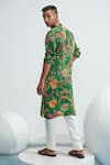 Shop_Mahima Mahajan_Green Satin Organza Printed Floral Kurta Pant Set _at_Aza_Fashions