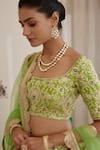 Shyam Narayan Prasad_Green Raw Silk And Net Gota & Thread Scoop Floral Embroidered Bridal Lehenga Set _at_Aza_Fashions