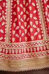 Shyam Narayan Prasad_Red Raw Silk And Chiffon Gota & Thread Scoop Neck Embroidered Bridal Lehenga Set _at_Aza_Fashions