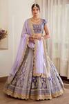 Buy_Shyam Narayan Prasad_Purple Raw Silk Floral Embroidered Lehenga Set_at_Aza_Fashions