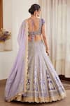 Shop_Shyam Narayan Prasad_Purple Raw Silk And Chiffon Embroidery Zari Scoop Neck Floral Bridal Lehenga Set _at_Aza_Fashions