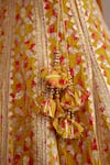 Shyam Narayan Prasad_Yellow Silk And Net Embroidery Gota & Thread Scoop Neck Bridal Lehenga Set _at_Aza_Fashions