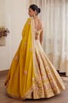 Shop_Shyam Narayan Prasad_Yellow Silk And Net Embroidery Gota & Thread Sweetheart Floral Bridal Lehenga Set _at_Aza_Fashions