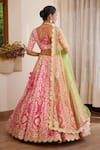 Shop_Shyam Narayan Prasad_Pink Silk And Net Embroidery Gota & Thread Scoop Neck Bridal Lehenga Set _at_Aza_Fashions