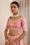 Buy_Shyam Narayan Prasad_Pink Silk And Net Embroidery Gota & Thread Scoop Neck Bridal Lehenga Set _Online_at_Aza_Fashions