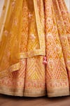 Shyam Narayan Prasad_Yellow Silk And Net Gota & Thread Leaf Neck Embroidered Bridal Lehenga Set _at_Aza_Fashions