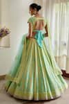 Shop_Shyam Narayan Prasad_Blue Silk And Net Embroidery Thread & Applique Scoop Neck Bridal Lehenga Set _at_Aza_Fashions