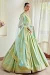 Shop_Shyam Narayan Prasad_Blue Silk And Net Embroidery Thread & Applique Scoop Neck Bridal Lehenga Set _Online_at_Aza_Fashions