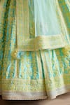 Shyam Narayan Prasad_Blue Silk And Net Embroidery Thread & Applique Scoop Neck Bridal Lehenga Set _at_Aza_Fashions