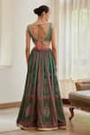 Shop Shyam Narayan Prasad Green Chinnon Block Print And Zardozi Scoop Neck Lehenga Set at Aza Fashions Shop_Shyam Narayan Prasad_Green Chinnon Block Print And Zardozi Scoop Neck Lehenga Set _at_Aza_Fashions