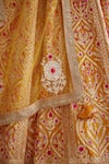 Shyam Narayan Prasad_Yellow Silk And Net Gota & Thread Leaf Neck Floral Embroidered Bridal Lehenga Set _at_Aza_Fashions