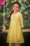 Little Luxury_Yellow Chanderi Embroidery Floral Sunshine Kurta And Dhoti Pant Set  _Online_at_Aza_Fashions