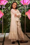 Buy_Little Luxury_Off White Chanderi Plain Cape And Palazzo Set  _at_Aza_Fashions