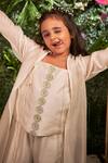 Little Luxury_Off White Chanderi Plain Cape And Palazzo Set  _at_Aza_Fashions