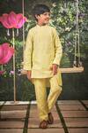 Little Luxury_Off White Silk, Chanderi Embroidery Bundi And Kurta Set _Online_at_Aza_Fashions