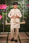 Buy_Little Luxury_Off White Chanderi Plain Pintuck Bundi And Kurta Set  _at_Aza_Fashions