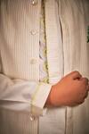 Little Luxury_Off White Chanderi Plain Pintuck Bundi And Kurta Set  _Online_at_Aza_Fashions