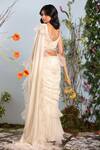 Shop_Julie by Julie Shah_White Georgette Embroidery Floral Pre-draped Ruffle Saree With Blouse _at_Aza_Fashions