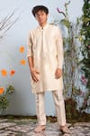 Buy_Julie by Julie Shah_White Chanderi Embroidery Kurta  _at_Aza_Fashions