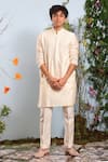 Julie by Julie Shah_White Chanderi Embroidery Kurta  _Online_at_Aza_Fashions