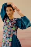 Shop_Shweta Aggarwal_Blue Upada Silk Embroidered Polka Dot And Leaf Motifs Round Tunic & Pant Set_Online_at_Aza_Fashions