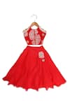 Buy_Mi Dulce An'ya_Red 100% Organic Cotton Embroidery Floral Lehenga And Halter Neck Blouse Set _at_Aza_Fashions