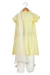Shop_MI Dulce AN'YA_Yellow , Chanderi, Silk, Handloom Mirror Embroidered Kurta Set _at_Aza_Fashions