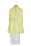Shop_Mi Dulce An'ya_Yellow 100% Organic Cotton Embroidery Mirror Kurta Set _at_Aza_Fashions