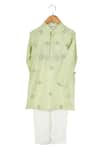 Buy_Mi Dulce An'ya_Green 100% Organic Cotton Embroidery Mirror Kurta Set _at_Aza_Fashions