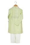 Shop_Mi Dulce An'ya_Green 100% Organic Cotton Embroidery Mirror Kurta Set _at_Aza_Fashions