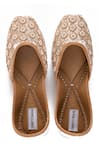 Label Deepti Bajaj_Ivory Embroidered Pearl Silk Juttis _at_Aza_Fashions