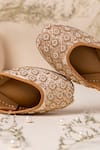 Buy_Label Deepti Bajaj_Ivory Embroidered Pearl Silk Juttis _Online_at_Aza_Fashions