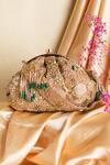 Buy_Ara Studio_Beige Embroidered Stardom Raw Silk Soft Pouch_at_Aza_Fashions