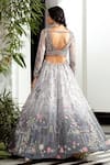 Shop_Roqa_Grey Butterfly Net Hand Embroidered Architecture And Ombre Lehenga & Blouse Set _at_Aza_Fashions