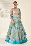 Buy_Anita Dongre_Blue Flamingo Paradise Printed Lehenga Set_at_Aza_Fashions