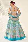 Shop_Anita Dongre_Blue Flamingo Paradise Printed Lehenga Set_at_Aza_Fashions