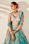 Anita Dongre_Blue Flamingo Paradise Printed Lehenga Set_at_Aza_Fashions