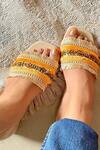 Buy_Kasually Klassy_Yellow Embellished Sliders_at_Aza_Fashions
