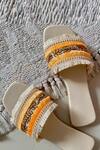 Shop_Kasually Klassy_Yellow Embellished Sliders_at_Aza_Fashions