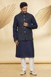 Buy_Nero by Shaifali and Satya_Blue Bundi Lucknowi Fabric Embroidery Thread And Kurta Set_at_Aza_Fashions