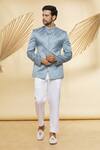 Buy_Nero By Shaifali And Satya_Grey Jodhpuri Jacquard, Pant Suiting Fabric Geometric Pattern And Set_at_Aza_Fashions