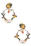 Buy_Brashbug_Multi Color Stone Hand Painted Floral Hoop Earrings_Online_at_Aza_Fashions