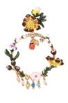 Brashbug_Multi Color Stone Hand Painted Floral Hoop Earrings_at_Aza_Fashions