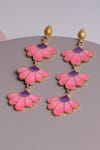 Shop_Aditi Bhatt_Pink Glorious Blooms Dangler Earrings _at_Aza_Fashions