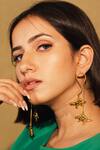 Shop_Aditi Bhatt_Gold Plated Dinosaur Drop Earrings _at_Aza_Fashions