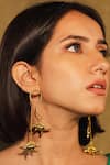 Aditi Bhatt_Gold Plated Dinosaur Drop Earrings _Online_at_Aza_Fashions