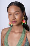 Shop_Aditi Bhatt_Green Glorious Sunset Dangler Earrings _at_Aza_Fashions