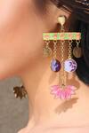 Shop_Aditi Bhatt_Pink Lotus Love Dangler Earrings _at_Aza_Fashions